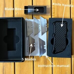 Box Cutter Carbon Fiber Utility Knife Blade Equipped With 5 Blades-Red
