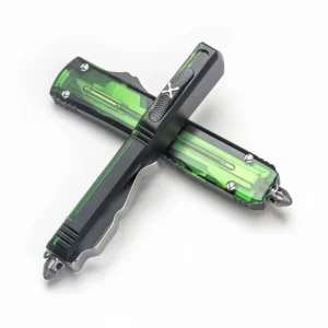 Green translucent handle OTF knife