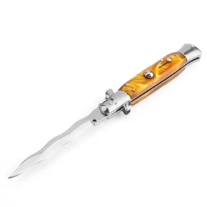 8.75 Inch Italian Stiletto Switch Kris Blade Flick Knife Orange