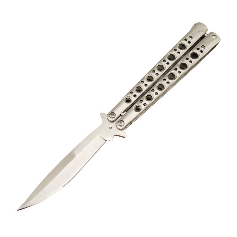 8fceafc99f15a53da5892754eb79148.jpg BM 42 Balisong Knife Butterfly Knife Spring Latch Silver