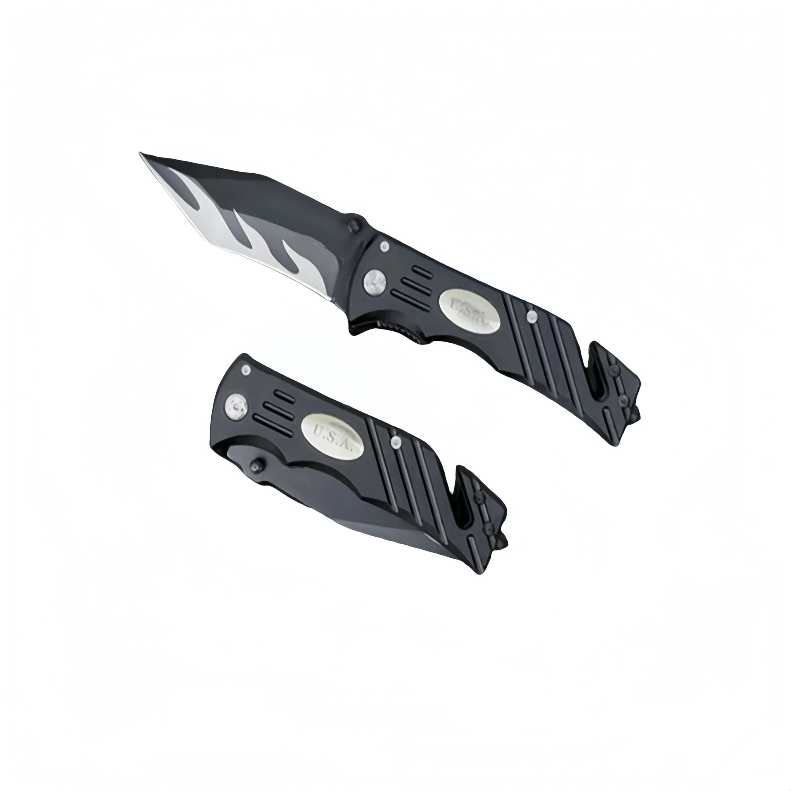 F20-scaled-1-3.webp Outdoor Pocket Knife with Partially Serrated Blade – Outdoor Tool with Seatbelt Cutter & Glass Breaker – Benchmade Style EDC Knife
