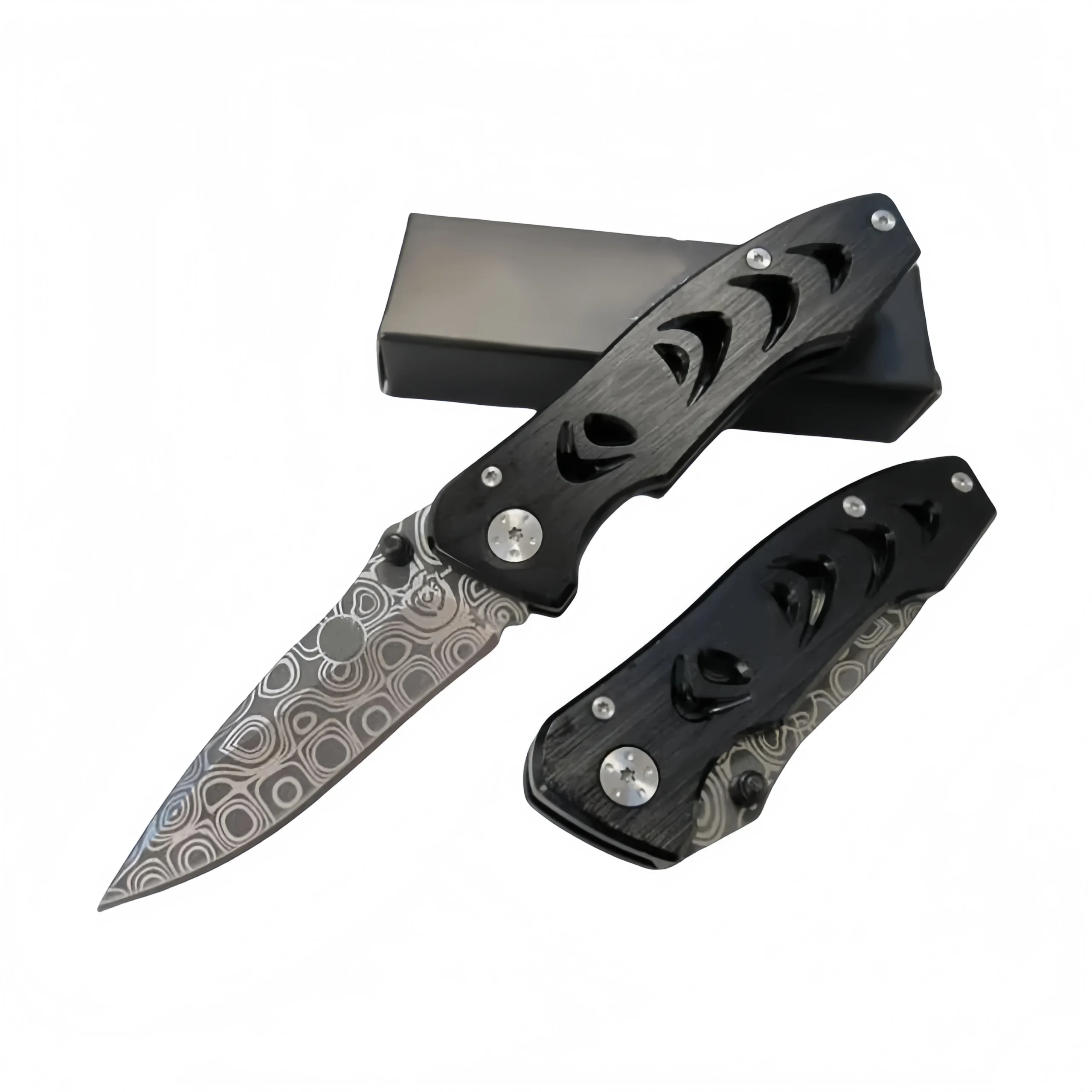 F23-scaled-1-3.webp Damascus Pocket Knife EDC Pocket Knife with CNC Aluminum Handle