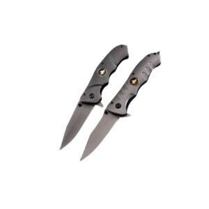 Military Style Pocket Knife – Outdoor Pocket Knife with Jet Logo & Matte Black Finish