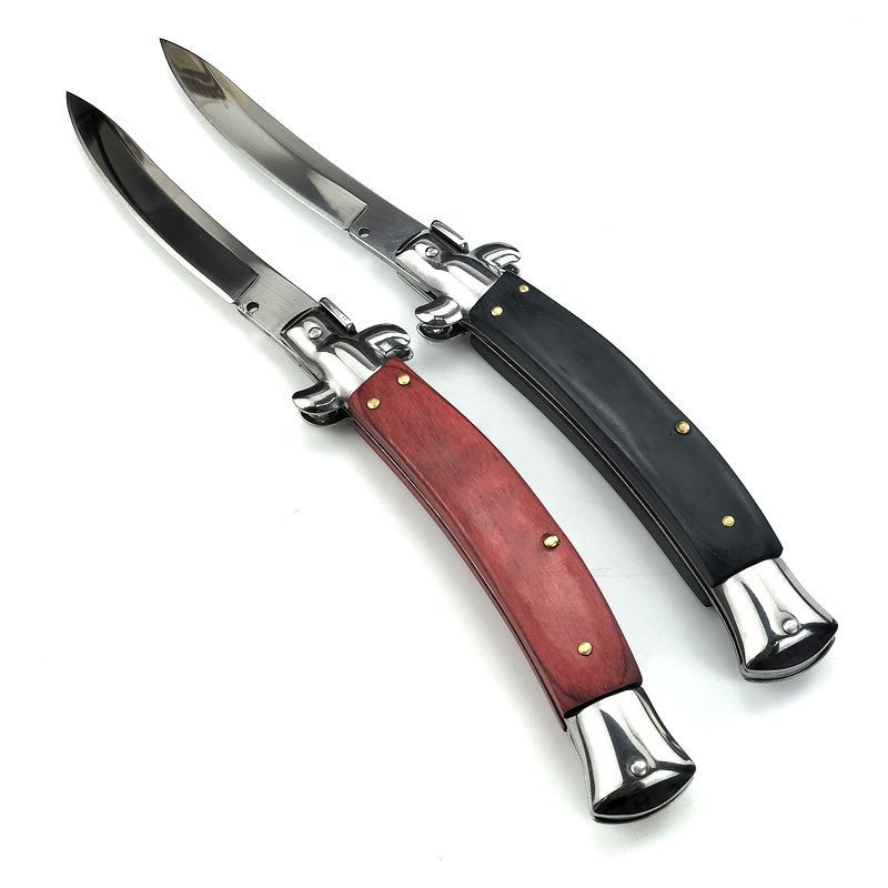 O1CN010G6Sqg24jAFXr076B_2218296487426-0-cib-1.jpg Red or Black wood Stiletto knife flick knife switchblade folding knife