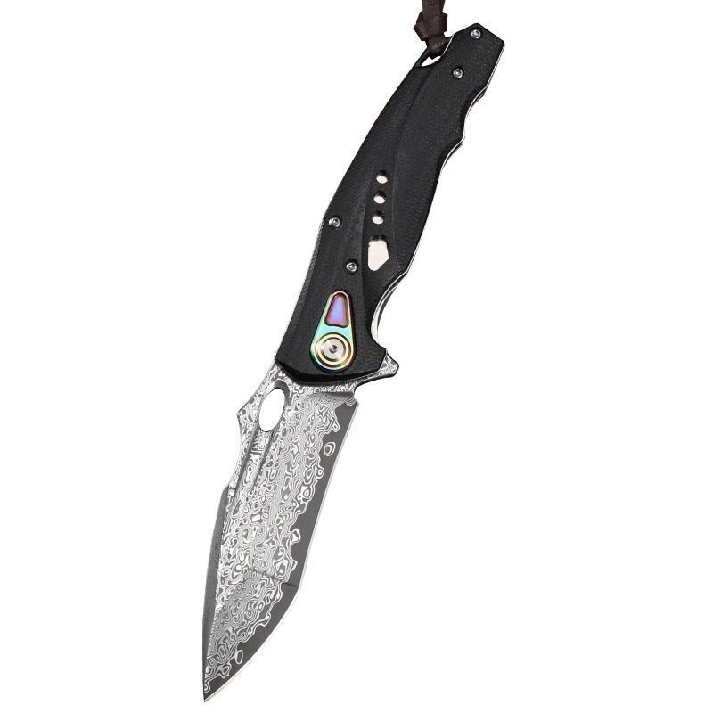 O1CN01GBIxGx1xtyAYroErj_2204178276502-0-cib.jpg Forged Damascus steel folding knife outdoor camping high hardness knife Outdoor survival portable knife