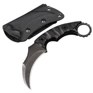 Karambit Knife Camping Survival Outdoor Knife Compact D2 Straight Knife High Hardness Outdoor Knife Integrated Claw Knife