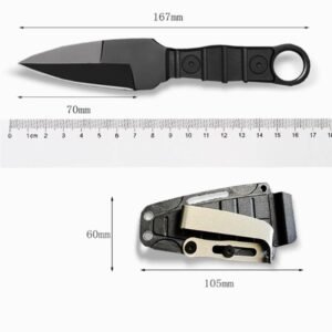 Outdoor straight knife, high hardness, sharpness, Outdoor small straight knife, with K sheath A-6 Black/black handle