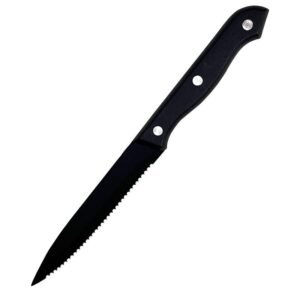 Stainless steel serrated knife with plastic handle