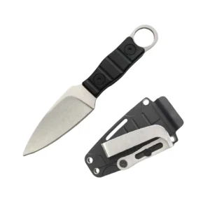 Outdoor straight knife, high hardness, sharpness, Outdoor small straight knife, with K sheath A-7 Stonewashed/Black handles