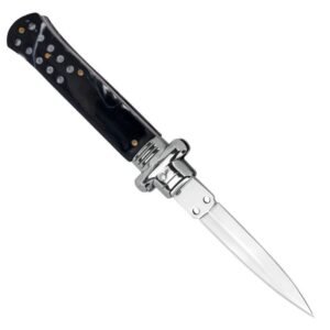 Stiletto knife switchblade flick knife multifunctional folding knife-Black