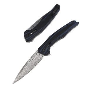 Zero error 0707 Damascus steel knife black and blue outdoor folding knife portable folding knife