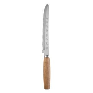 style serrated knife with rubber wood handle