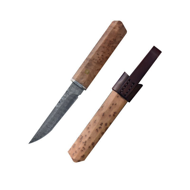 O1CN01vUedDC1JJFfZAypG7_2215694981007-0-cib-1-3.jpg Forged Damascus steel knife with high hardness and portable handle Camping white shadow wooden knife