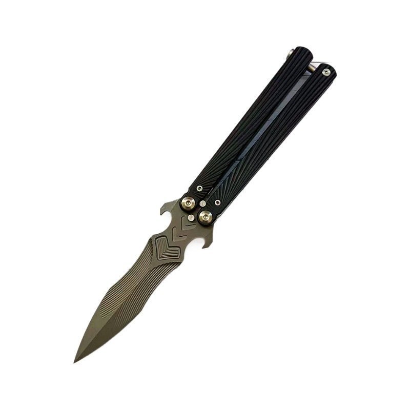 O1CN01yE13Cq1ND4zwow6oW_3944631535-0-cib-5.jpg Butterfly knife unsharpened aluminum handle practice training knife folding hand fancy knife