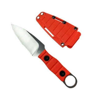 Outdoor straight knife, high hardness, sharpness, Outdoor small straight knife, with K sheath A-8 Sanding/Orange handle