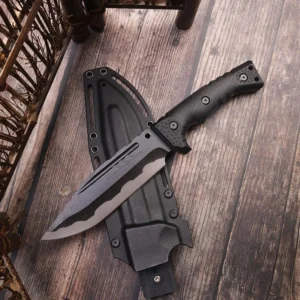 Camping outdoor survival knife portable knife high hardness straight knife edge survival knife integrated keel high hardness Outdoor knife–Blcak-2