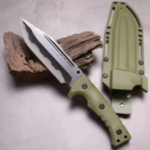 Camping outdoor survival knife portable knife high hardness straight knife edge survival knife integrated keel high hardness Outdoor knife–Green-2