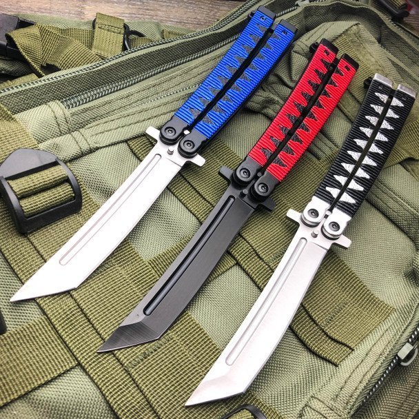 tanto-butterfly-knife.jpg 9.5Inch Samurai Japanese Style Tanto Blade Butterfly Knife Balisong