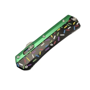 Donut Fighter Switchblade OTF Knife–Green & Black