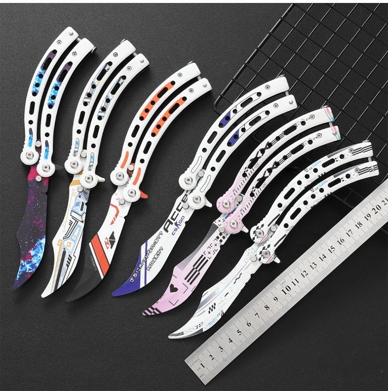 详情-12-1-4.jpg CSGO Butterfly Slaughter BALISONG Trainer Knife Upgraded